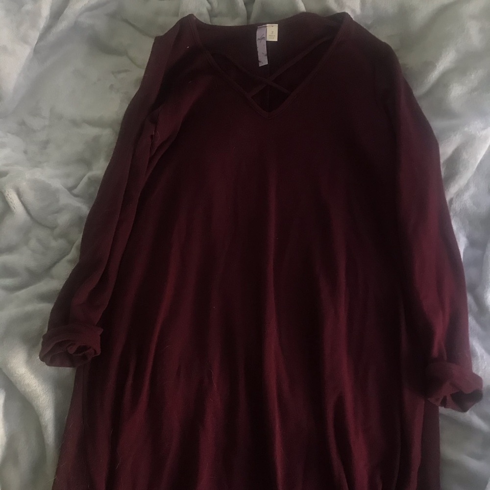 Maroon Long Sleeve Dress